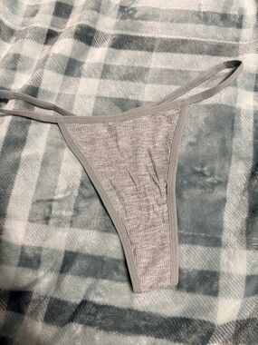 Light Gray Ribbed Thong Panty